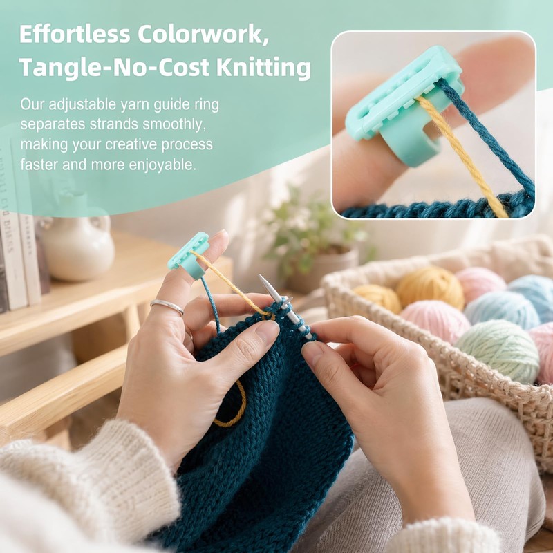 4PCS Yarn Guide Finger Holder Knitting Thimble Tool, Adjustable Plastic