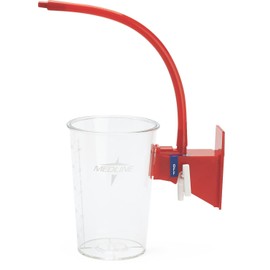 Medline Semi-Rigid Outer Canisters, 1000 cc with Red Bracket, Vacuum Tubing, Compatible with Suction Canister Carrier, Case of 8 Each