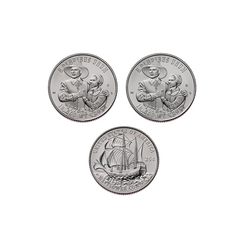 Semiquincentennial Quarters 2026 P & D, Mayflower 2 Coins Set