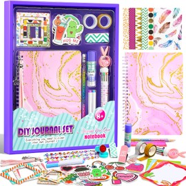 BALORIZ DIY Journal Kit - 150+Pcs Ideal Gifts for Girls Ages 8-14, DIY Journaling Set, Stationery Set, Scrapbook & Diary Supplies, Art Crafts Kit