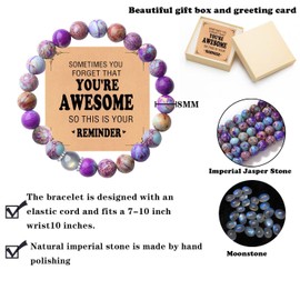 PINCHUAN Natural Stone Bracelet for Women Healing Stone Bracelets Stretch Beaded Inspirational Bracelet Crystals and Healing Imperial Jasper Stone Jewelry Gift for Women-Imperial Jasper