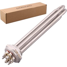 DERNORD Heating Element 220V/380V 4500W 1-1/4 Inch 3U Type Brewing Water Heater BSP Thread Stainless Steel Flange