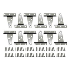 QCAA Stainless Steel Light Tee Hinge, with Stainless Steel Screw, 2" x 2" x 1.2mm, Vibrated, 12 Pack, Made in Taiwan