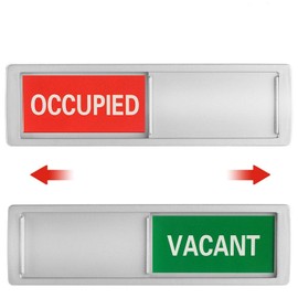 Privacy Sign, Premium Vacant Occupied Sign for Home Office Restroom Conference Hotles Hospital, Slider Door Indicator Tells Whether Room Vacant or Occupied, 7'' x 2'' - Silver