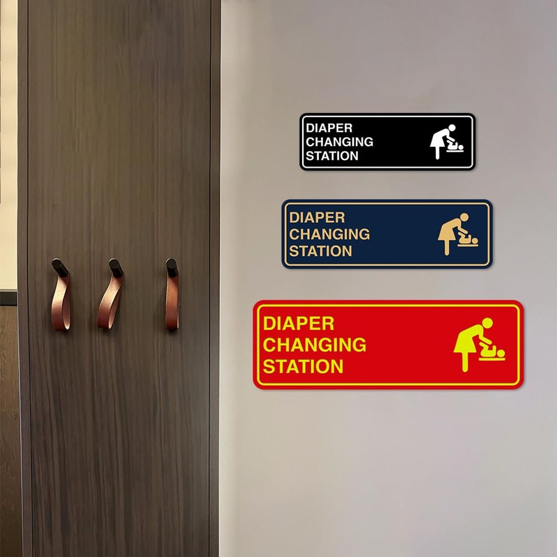 Signs ByLITA Standard Diapers Changing Station Sign (Brushed Silver) -