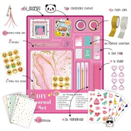 DIY Journal Kit Journaling Art Crafts Kit Stationery Kit DIY Diary Set Birthday Gifts for Girls (Pink)