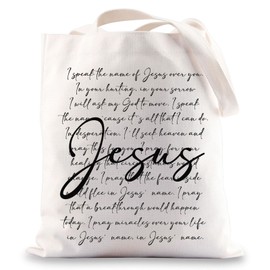 MYSOMY Jesus Bible Verses Tote Bag Christian Gifts i Speak The Name Of Jesus Religious Faith Tote Bag (Jesus uk)