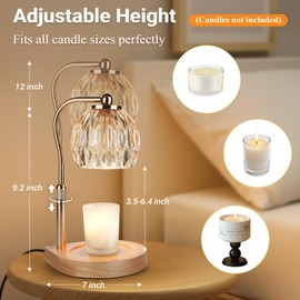 YDDQR Candle Warmer Lamp with Timer Dimmer Adjustable Height, Gift for Women Mom, House Warming New Home Cozy Decor, Wax Melt Warmer for Jar Candles with 2 Bulbs