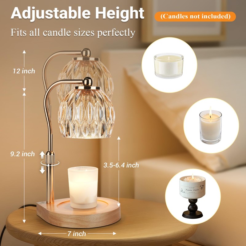 YDDQR Candle Warmer Lamp with Timer Dimmer Adjustable Height, Gift