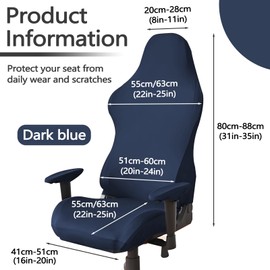 Thatyro Polyester Gaming Chair Cover Set, Stretchable Game Chair Slipcovers with 2 Armrest Covers, Scratch-Proof Gamer Desk Chair Covers for Computer Office Seat (Blue)