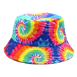 aoozleny Unisex Print Rainbow Double Side Wear Reversible Travel Beach Fisherman Cap Bucket Hat