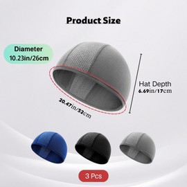 3 Stück Atmungsaktive Fahrradmütze Unter Helm Cycling Cap Leichte Sportmütze für Herren Damen Schnelltrocknende Skull Cap passt unter Fahrradhelm Skihelm Motorrad Outdoor