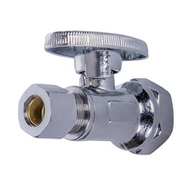 Midline Valve 82112QS-OM Water Supply Stop Valve with Quarter Turn Wheel; Lead Free; One Piece Design; Straight Shut-off for Toilet, Sink, Dishwasher; 1/2 in. FIP x 3/8 in. COMP; Chrome Plated Brass