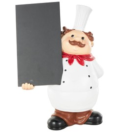 Deco 79 Polystone Chef Decorative Sculpture Kitchen Decorative Figurine Home Decor Statue with Chalkboard, Accent Figurine 9" x 5" x 13", White