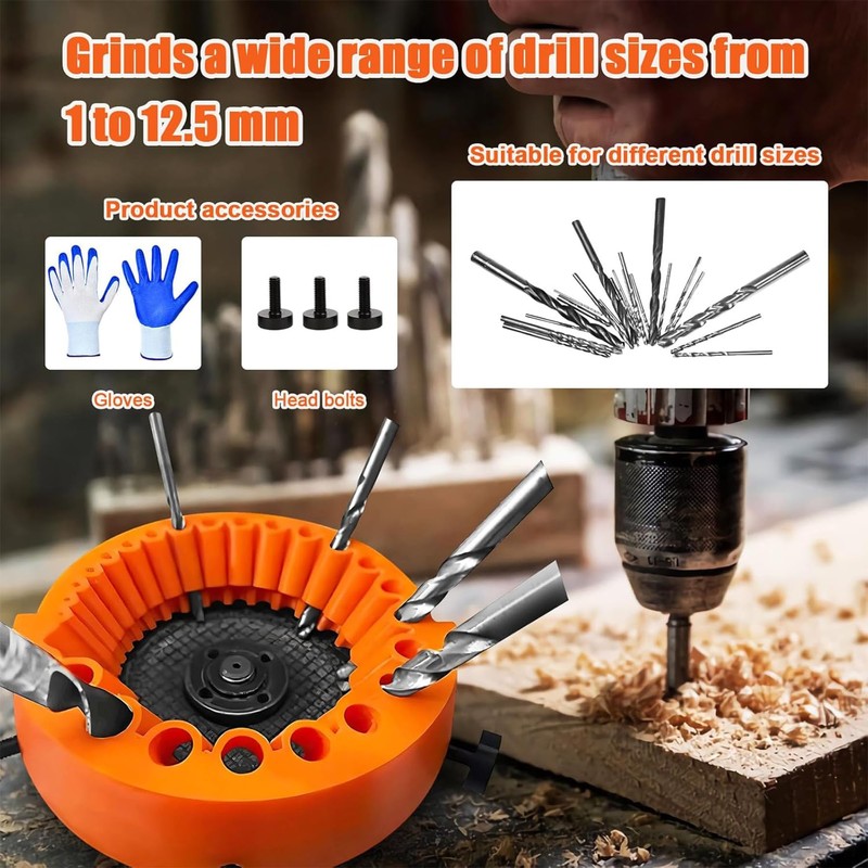 Drill Sharpener Tool, Handheld Drill Bit Sharpener, Drill Grinding Angle