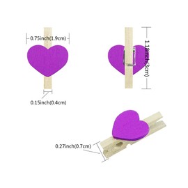 SaktopDeco Mini Heart Wooden Clothespins Small Decorative Clips with Jute Twine