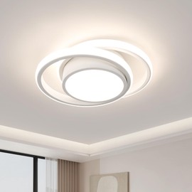 Dorlink LED Ceiling Light, 32W 2880LM Modern Ceiling Light Dual-Round Small Ceiling Light Fixture, 4500K White Aluminum Close to Ceiling Light Fixture for Bedroom, Kitchen, Living Room