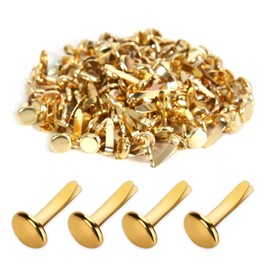 AORHOFJ Pack of 100 Mini Brad Round Head Clips, Pattern Pocket Clip, Metal Round Head Clip, Scrapbook, Double Head Pattern Clip for School Office, Paper Letter Holder, Craft DIY (Gold)