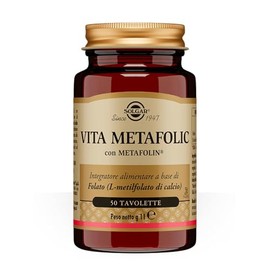 Solgar VITA METAFOLIC – L‑metilfolato (Metafolin®) 400 mcg, acido folico attivo pronto all’uso, 50 tavolette