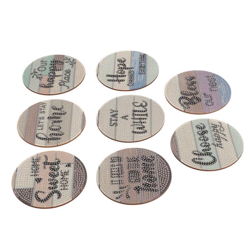 8Pcs Rhinestone Painting Coasters Assorted Style Strong Stickiness Odourless Coaster