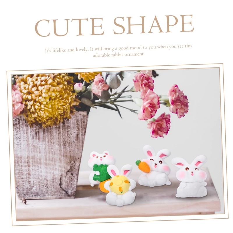 ABOOFAN 6Pcs Desktop Bunny Ornament Lovely Rabbit Figurines for Micro