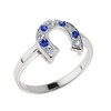 Fine 925 Sterling Silver Blue and White CZ Lucky Horseshoe