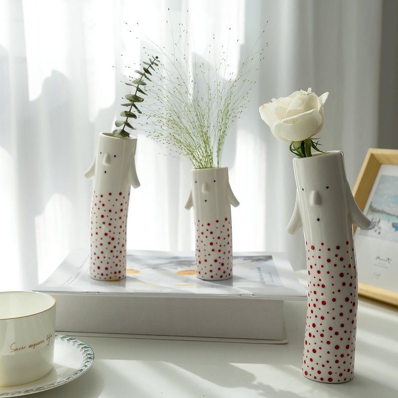 MOUGIGI Family Face Vases Set of 3 - Cute Handmade