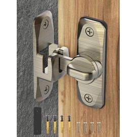 90/180 Degree Flip Barn Door Lock, Protect Privacy - Security Door Latch, Small Gate Latches Hardware for Barn, Garden, Bathroom, Cabinet, Window, Sliding Door (Bronze-1PC)