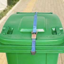 Trash Can Locks for Animals, Raccoon Bear Proof Trash Bin Lock, No Drilling - No Tools, Adjustable Trash Lock Strap, Keep Trash and Garbage Can Secure, Only Suitable for ONE-Handed Trash Cans Lid