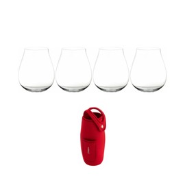 Riedel Gin Tumbler Set (4-pack) Bundle with Drink Grip Wine Bottle Holder (Red) (5 Items)