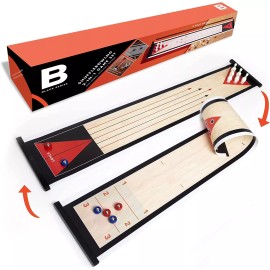 Black Series The BLACK SERIES Tabletop Shuffleboard and Bowling 2 in 1 Set with Roll-Up