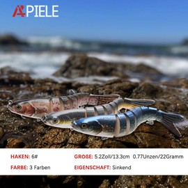 APIELE Artificial Bait, Fishing Lure, Fishing Lure, Wobbler, Pike Bait, for Zander, Perch, Trout, Swimbait, Freshwater Saltwater Fishing Tackle Fishing Gift