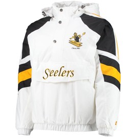 Starter Men's White/Black Pittsburgh Steelers Thursday Night Lights Raglan Half-Snap Hoodie Jacket