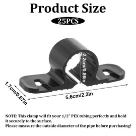 25 Pack 1/2 Inch Pipe Supports Suspension Clamp Pipe 2 Hole Mount Pipes Clamps PVC Pipes Strap Clips Conduit Strap Clamps Cushioned Heavy Duty Conduit Clips for PEX, Copper, CPVC