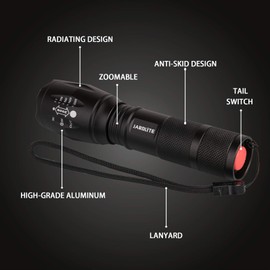 JARDLITE LED Emergency Handheld Flashlight with Adjustable Focus, Water Resistant, 5 Modes, Best Tactical Flashlight for Emergency, Camping and Fishing, 2 Pack