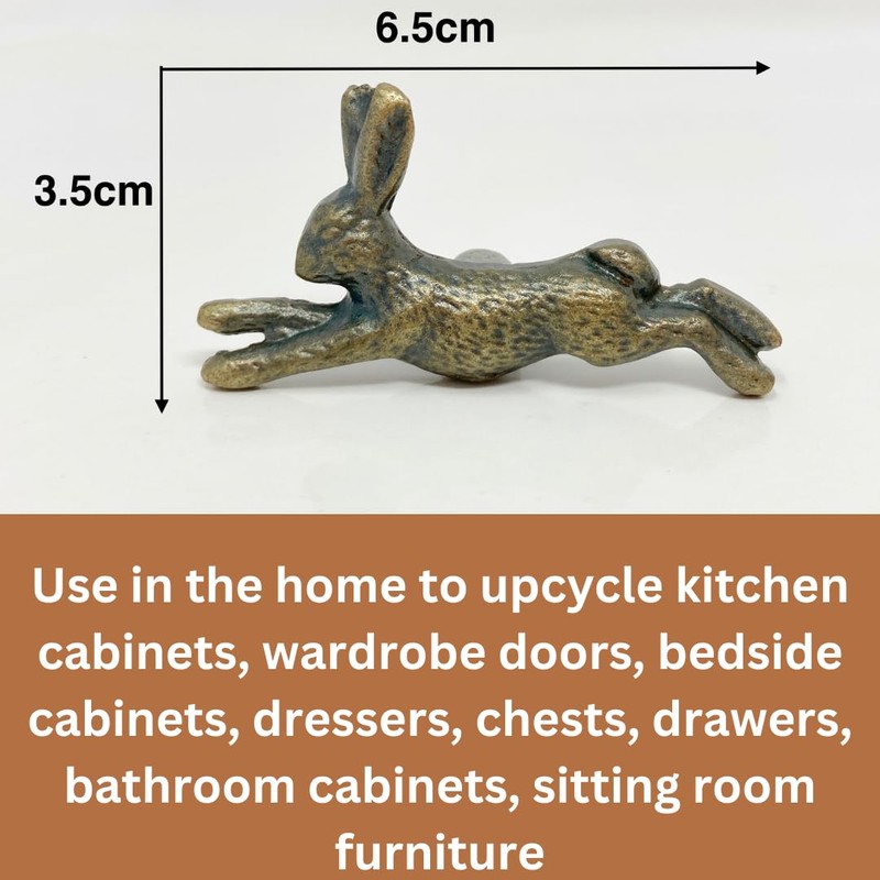 Antique Brass Animal Inspired Rabbit Design Knobs - Iron Drawer,