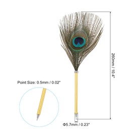 PATIKIL Peacock Feather Ballpoint Pens Bulk, Metal Holder Black Ink Vintage Quill Writing Pens with 5 Pieces Refill for Office, Wedding Signature, Gold