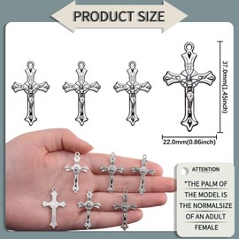 Weyuley 100Pcs Antique Silver Plated Cross Charms Pendant Diy Bracelets Necklace Jewelry Making Craft Wholesale 37Mmx21Mm() A282
