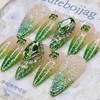 Green Glitter Handmade Nail Tips - Almond S / 그린