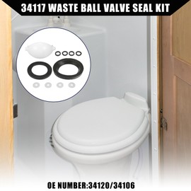 Hihaha No.34120 Waste Ball Valve Seal Kit for Thetford Style II, Style Lite, Style Plus RV Toilet/Leak-Resistant RV Toilet Water Valve Module Assembly / 1Set