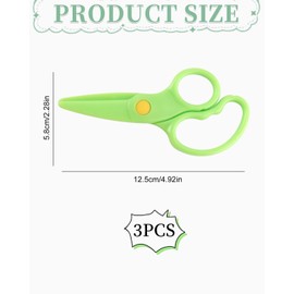 MYGLOAR Pack of 3, Safety Scissors for Children, for Toddlers, 12.5 cm PP Plastic Cutter, Paper Scissors, Preschool Scissors, DIY Craft Scissors for Children from 2 Years, Rounded Corners, Children's