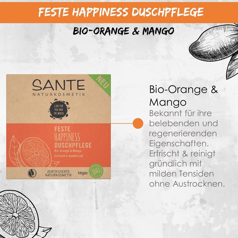 SANTE Naturkosmetik Solid Soap for Douching for Delicate Skin, Vegan