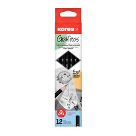 Kores - Pencils Set with End Dipped - Grafitos, HB, Soft, Triangular - Back to School, HB Pencils, Pencil Set, Art Supplies, Office Supplies - Multipack of 12