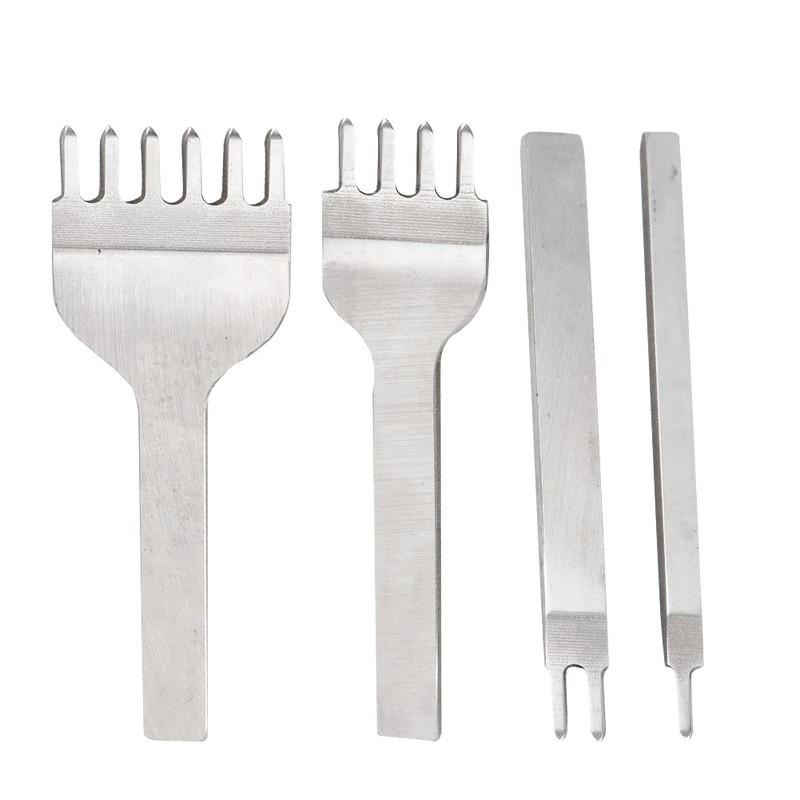 4 Pcs Hole Chisel 1+2+4+6 Prong Leather Punch Tool DIY