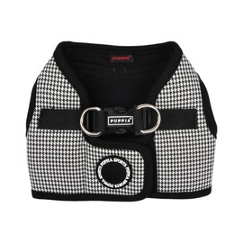 Puppia Amatus Dog Vest Harness B (Step-in) Fashionable Houndstooth Pattern Spring Summer Harness for Small and Medium Dogs, Black, Small