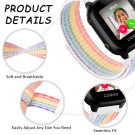 Amzpas Pack of 3 Children's Nylon Bracelets Compatible with Xplora X6 Bracelet, Kids Smartwatch Girls Boys Soft Adjustable Replacement Straps for Xplora X6 Play/Xplora X6 Pro Watch Straps