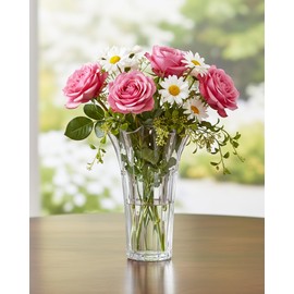 EylKoi Tulip Big Large Glass Vases 10inch Clear Heavy Thickened Vase for Flowers Ribbed Pedestal Crystal Clear Bouquet for Roses Lilies Smooth Flower Rim Home Decor Office Centrepiece Wedding Table