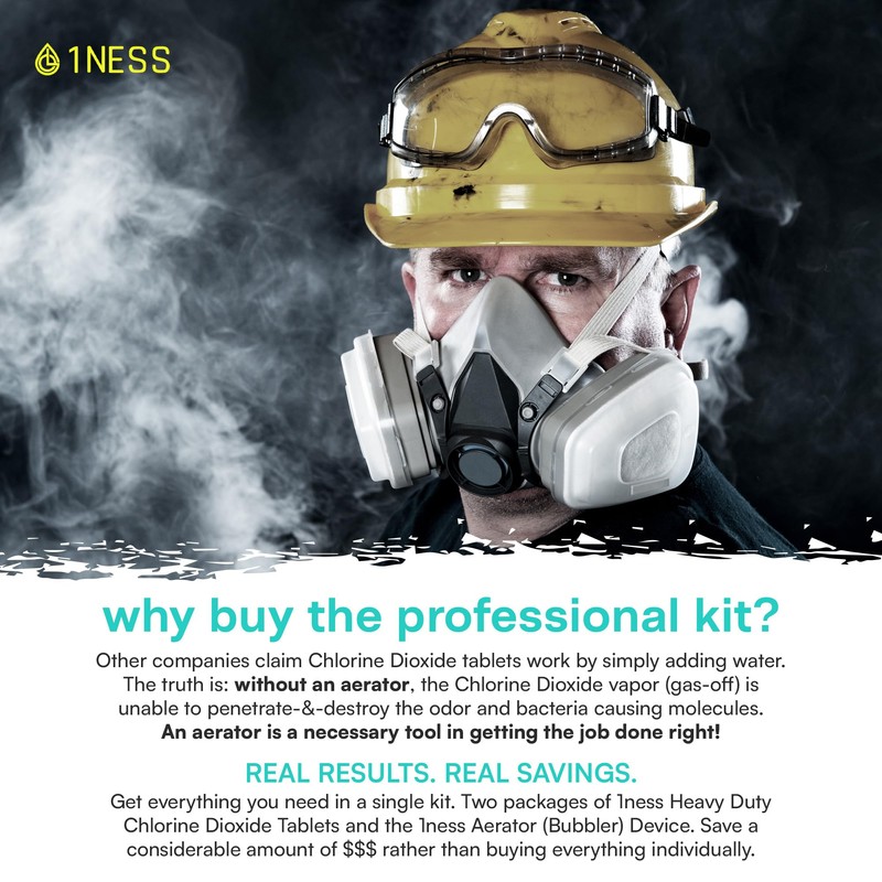 1ness Professional Premium Chlorine Dioxide Odor Neutralizing Kit with Aerator