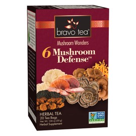 Bravo Tea 6 Mushroom Defense Herbal Tea, Caffeine Free 20 Tea Bags, 1 Count