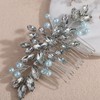 Lenjicons Wedding Rhinestone Pearls Hair Comb Teardrop Rhinestone Bridal Hair
